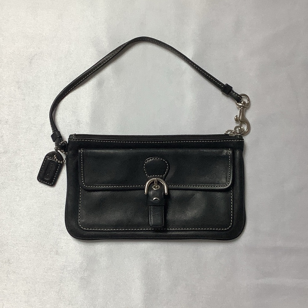 Coach Black Leather Clutch Wristlet. Well used but still has a lot of life left